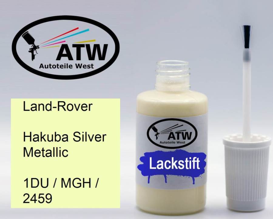 Land-Rover, Hakuba Silver Metallic, 1DU / MGH / 2459: 20ml Lackstift, von ATW Autoteile West.